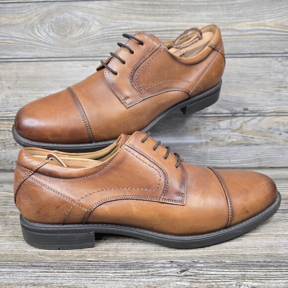 Florsheim Cognac Comfort Tech Midtown Cap Toe Oxford Shoes Men's Size 10EEE - Picture 1 of 10
